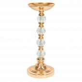 Metal Pillar Centerpiece with Crystal Globes 15¾" - Gold