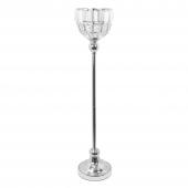 Metal Bowl Candle Holder With Crystal 25" - Silver