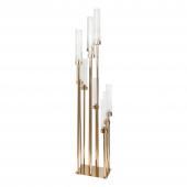 Rectangular Ten Arm Cluster Candle Holder 46"- Gold