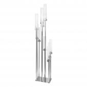 Rectangular Ten Arm Cluster Candle Holder 46"- Silver