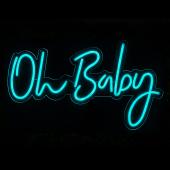 Oh Baby Neon Light Sign With Hanging Chain 26“ - Blue