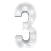 4ft Metal Light Up Marquee Number “3” - White