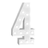 4ft Metal Light Up Marquee Number “4” - White
