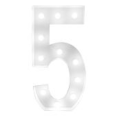 4ft Metal Light Up Marquee Number “5” - White