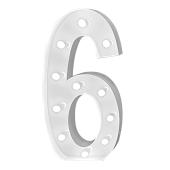 4ft Metal Light Up Marquee Number “6” - White