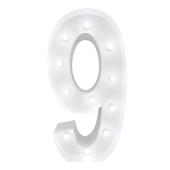 4ft Metal Light Up Marquee Number “9” - White