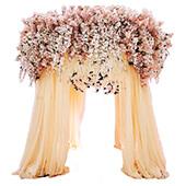 10ft Round Vanilla Cream Canopy w/ Silk Flowers