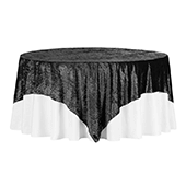 Premade Velvet Tablecloth - 85" x 85" Square - Black