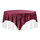 Premade Velvet Tablecloth - 85" x 85" Square - Burgundy
