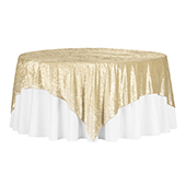 Premade Velvet Tablecloth - 85" x 85" Square - Champagne