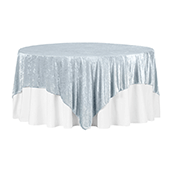 Premade Velvet Tablecloth - 85" x 85" Square - Dusty Blue