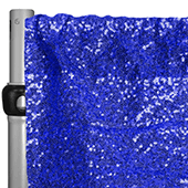 Royal Blue Sequin Backdrop Curtain w/ 4" Rod Pocket by Eastern Mills - 10ft Long x 4.5ft Wide