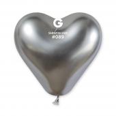 GEMAR Shiny Silver Heart 12" - 25 Pieces