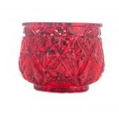 DecoStar™ 2 1/2" Glam Diamond Etched Mercury Glass Candle/Votive Holder - Red - 6 PACK