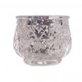 DecoStar™ 2 1/2" Glam Diamond Etched Mercury Glass Candle/Votive Holder - Silver - 6 PACK