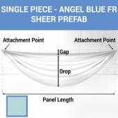 Single Piece -Angel Blue FR Sheer Prefabricated Ceiling Drape Panel - Choose Length and Drop!