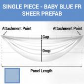 Single Piece -Baby Blue FR Sheer Prefabricated Ceiling Drape Panel - Choose Length and Drop!
