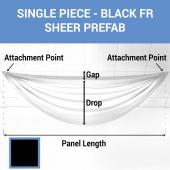 Single Piece -Black FR Sheer Prefabricated Ceiling Drape Panel - Choose Length and Drop!