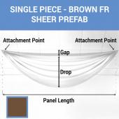 Single Piece -Brown FR Sheer Prefabricated Ceiling Drape Panel - Choose Length and Drop!