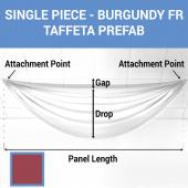 Single Piece - Burgundy Taffeta Prefabricated Ceiling Drape Panel - Choose Length and Drop!