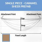 Single Piece -Caramel FR Sheer Prefabricated Ceiling Drape Panel - Choose Length and Drop!