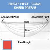 Single Piece -Coral Sheer Prefabricated Ceiling Drape Panel - Choose Length and Drop!