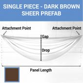 Single Piece - Dark Brown Sheer Prefabricated Ceiling Drape Panel - Choose Length and Drop!