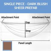 Single Piece -Dark Blush FR Sheer Prefabricated Ceiling Drape Panel - Choose Length and Drop!