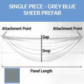 Single Piece -Grey Blue Sheer Prefabricated Ceiling Drape Panel - Choose Length and Drop!