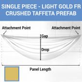 Single Piece - Light Gold Crushed Taffeta Prefabricated Ceiling Drape Panel - Choose Length and Drop!