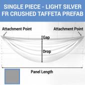 Single Piece - Light Silver Crushed Taffeta Prefabricated Ceiling Drape Panel - Choose Length and Drop!