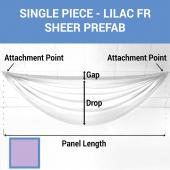 Single Piece -Lilac FR Sheer Prefabricated Ceiling Drape Panel - Choose Length and Drop!