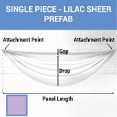 Single Piece - Lilac Sheer Prefabricated Ceiling Drape Panel - Choose Length and Drop!
