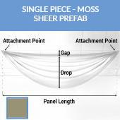 Single Piece -Moss FR Sheer Prefabricated Ceiling Drape Panel - Choose Length and Drop!