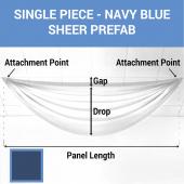 Single Piece - Navy Blue Sheer Prefabricated Ceiling Drape Panel - Choose Length and Drop!