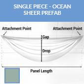 Single Piece -Ocean FR Sheer Prefabricated Ceiling Drape Panel - Choose Length and Drop!