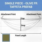 Single Piece - Olive Taffeta Prefabricated Ceiling Drape Panel - Choose Length and Drop!