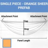 Single Piece - Orange Sheer Prefabricated Ceiling Drape Panel - Choose Length and Drop!