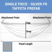 Single Piece - Silver Taffeta Prefabricated Ceiling Drape Panel - Choose Length and Drop!