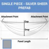 Single Piece - Silver Sheer Prefabricated Ceiling Drape Panel - Choose Length and Drop!