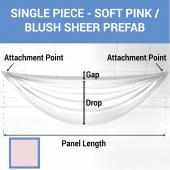 Single Piece - Soft Pink/Blush Sheer Prefabricated Ceiling Drape Panel - Choose Length and Drop!