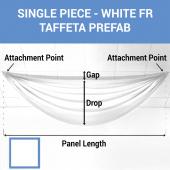 Single Piece - White Taffeta Prefabricated Ceiling Drape Panel - Choose Length and Drop!
