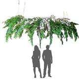 HUGE Greenery Hanging Floral Chandelier (14FT Long) - 45 Interchangeable Branches! - Green w/ White Florals