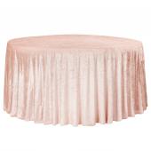 Premade Velvet Tablecloth - 132" Round - Blush/Rose Gold