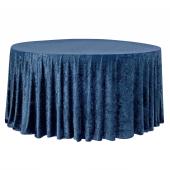 Premade Velvet Tablecloth - 132" Round - Navy Blue
