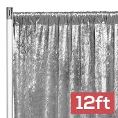 Premade Velvet Backdrop Curtain 12ft Long x 52in Wide in Silver