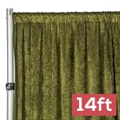Premade Velvet Backdrop Curtain 14ft Long x 52in Wide in Olive Green