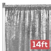 Premade Velvet Backdrop Curtain 14ft Long x 52in Wide in Silver