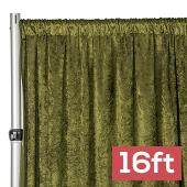 Premade Velvet Backdrop Curtain 16ft Long x 52in Wide in Olive Green
