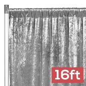 Premade Velvet Backdrop Curtain 16ft Long x 52in Wide in Silver